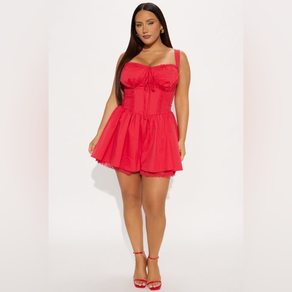 Fashion Nova “Fall For Me” Lace Romper Size 1X NWT